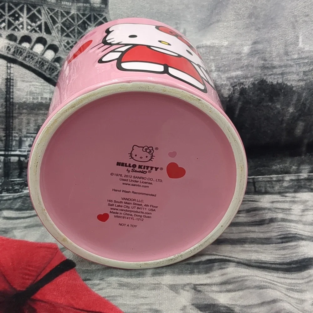 Hello Kitty Pink and Red Heart Design Cookie Jar
